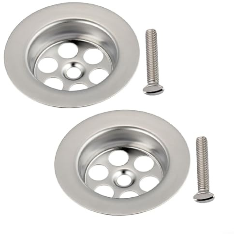 Withtalentto 2 Set Badewannenstöpsel Loch Ersatz mit Schraube, Edelstahl Badewannenstöpsel Loch Ersatz, Badewannen-Ablaufstopfen Zubehör Ersatzteil