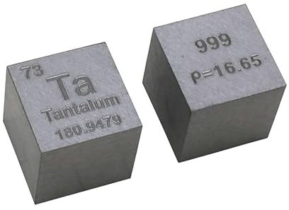 Metallelement-Würfel, seltene Elemente, Würfel, quadratisch, physikalisches Periodensystem, physikalische Sammlung, Ornament, Titan, Kupfer, Silikon, Wolfram, 73 Ta, 1 cm