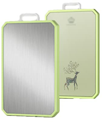 HPTHLY Premium Double Sided Cutting Board For Kitchen Stainless Steel With Juice Groove For Meat And Vegetables Cheese Cutting Board For Carving Meat Or Vegetabl,Green Extra Large