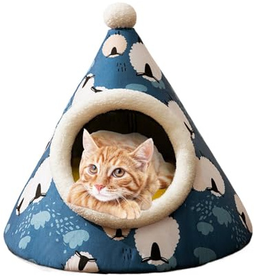 Dreieckiges Katzenbett, niedliche Katzenhöhle, Katzennistbett, Luxus-Katzenmöbelbett, warmes Haustiernest, dreieckiges Haustier-Hunde- oder Katzenbett, Haubenförmiges Haustierbett für Katzen Welpen