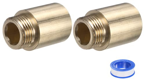 M METERXITY 1-Set Shower Head Extension Arm, Brass G1/2 Male to Female Extension Pipe Fitting Adapter with PTFE Thread Seal Tape for Shower/Faucet, Pipe Plumbing Coupler 1.39/35mm 3pcs