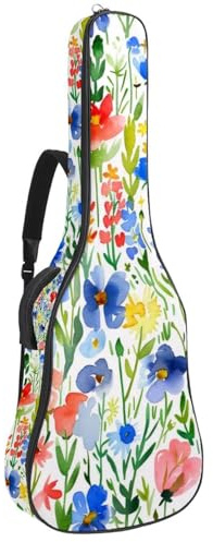 Gepolsterte Gitarrentasche mit schwarzem Katzenmuster, schützende Akustikgitarre, Gigbag für E-Bass, Konzertgitarre, Multicolor 08, 42.9x16.9x4.7 in, Lässiger Tagesrucksack