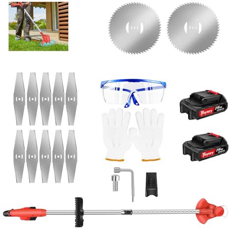 Cordless Strimmer 21v Grass Trimmers With Pruning Shears 10 Blades 125mm Cutting Diameter Cordless Strimmer For Lawn Trimmingtwigsbrush Cuttingsuitable For Light Work
