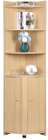 Generisch Eckregal Stehend, Eckschrank, Eckschrank Klein, Platzsparend, Standregal mit 3 Ablagen, Klein Lagerregal für Badezimmer, Wohnzimmer, Schlafzimmer, Küche, Balkon, Freistehendes Lagerregale