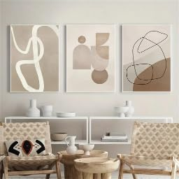 WBYZAC Set di 3 Stampe su Tela Con Linee Geometriche Astratte Beige e Marroni Poster da Parete In Stile Moderno Bohémien Quadri Nordici Decorazione per Soggiorno 40 * 50 Cm (Stampa Senza Cornice)