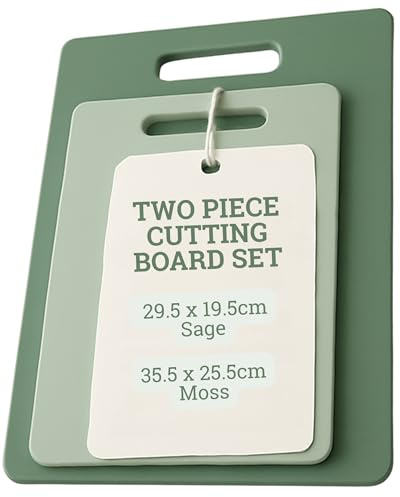 Taylor's Eye Witness Chopping Board Set – Sage & Moss Coloured Cutting Boards for Kitchen, Dishwasher Safe, Non-Slip with Handle, Ideal for Meal Prep, Set of 2, Medium & Large