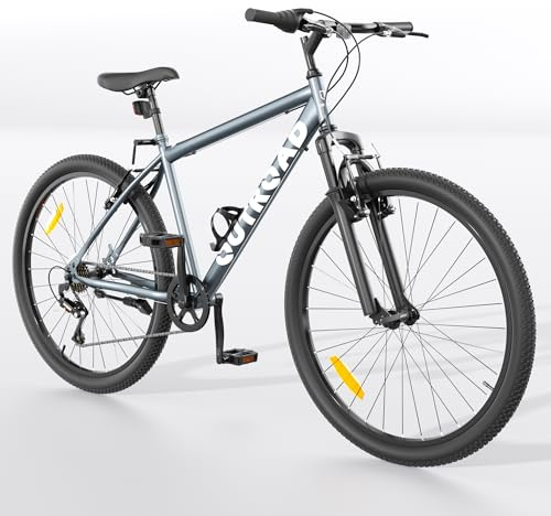 Max4out 26 inch Mountain Bike with 7 Speeds Lightweight Cycling Bicycles,V Brake, Metal Frame Bicycle for Men and Women, Adult Racing Bike, Road Bike,X5 Gray