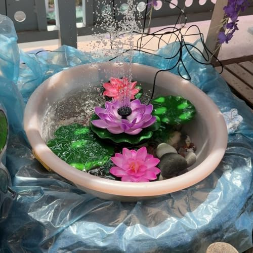 JACKANNA Lot de 5 nénuphars artificiels - Mini étang - Décoration de bassin - Mini étang - Fleurs flottantes pour aquarium, terrasse, jardin, piscine, étang (3 fleurs + 2 feuilles de lotus)