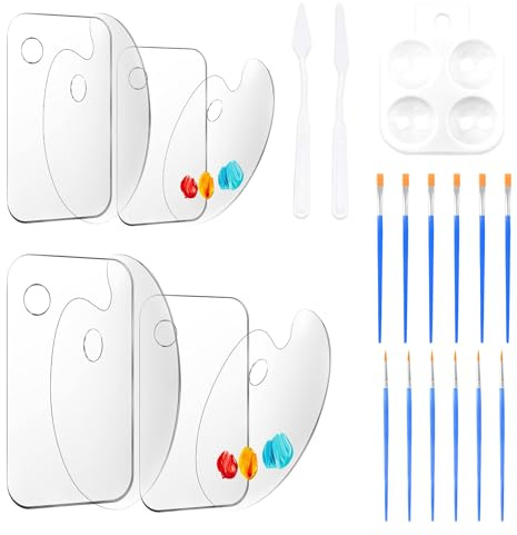 Paleta de mezcla de 14 piezas de colores acrílicos, paleta de pintura para el pulgar, paleta ovalada para escuela, niños, para manualidades, pintura, pintura al óleo, paleta de arte