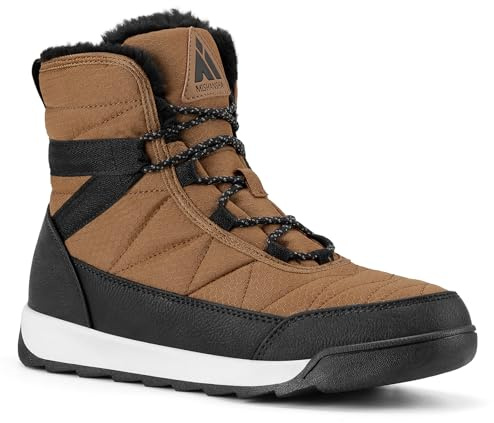 Mishansha Stivali da Neve Donna Fodera Calda Pelliccia Stivaletti Outdoor Trekking Antiscivolo Invernali Scarpe Marronescuro 42 EU