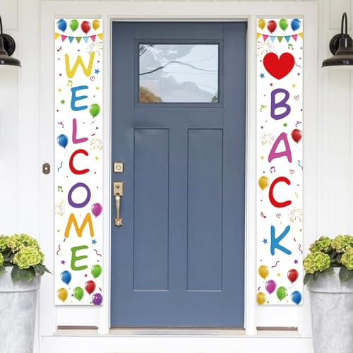 Welcome Back Deko Banner, Welcome Back Deko Willkommen Zuhause Tür Banner für Heimkehr 2 Stück Willkommensbanner Dekoration für Drinnen und Draußen Weiß Bunt 70.8 x 11.8 Zoll