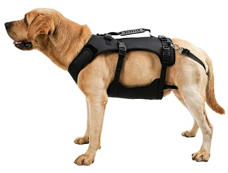 COODEO Imbracatura per Cane, Gilet di Supporto Completo e Recupero, Regolabile e Traspirante, per Cani Anziani, Disabili, con Lesioni Articolari, Artrite e Paralisi. (Nero, L)