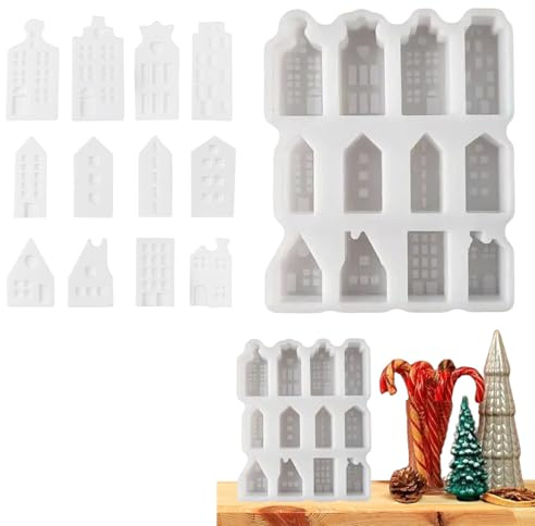 Molde de silicona para casa, molde de escayola, molde de silicona 12 veces para decoración del hogar, decoración de yeso, decoración de velas, resina epoxi