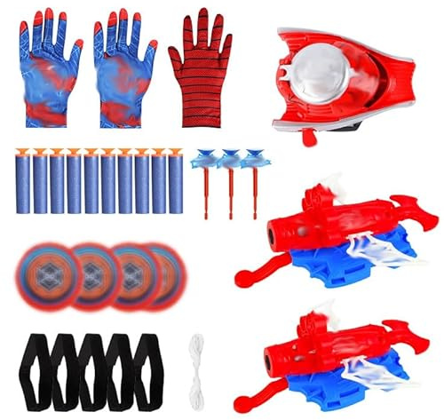 Kefyvbdj Spiderm Launcher Handschuh, 3 Set Kids Spiderm Hero Handschuhe, Spiderm Spielzeug, Super Spiderm Launcher, Spiderm netzwerfer, Handschuhe Super Spiderm Launcher, Geschenk für Kinder