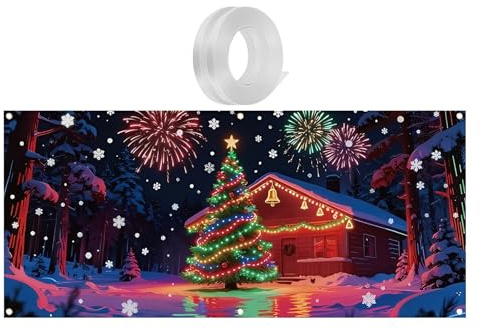 Copertura per porta del Garage per Natale - 4 x 1,8 m UV fluorescente decorazione per feste | Tela da Garage per feste, per decoratori casa, raduni per famiglie d'inverno mostre strada