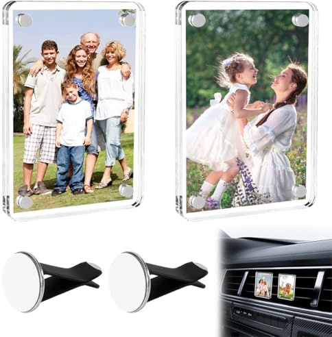 2 Piezas 9 x 6cm Marco Magnético para Fotos, Soporte para Foto de Coche Parasol, Parasoles de Coche con Clip para Fotos, Clip deFotos para Visera de Coche, Portafotos Magnético, para Automóviles