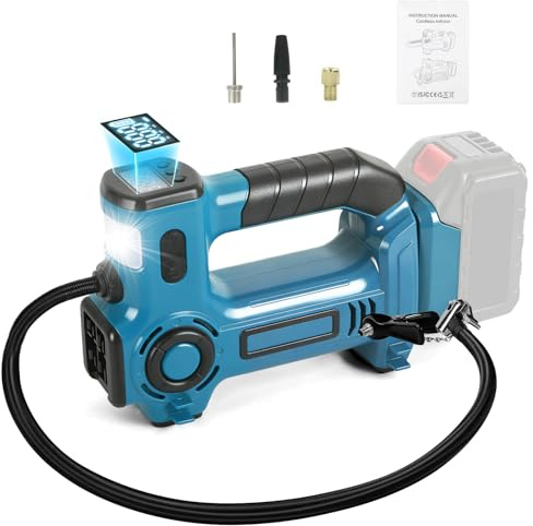 Compressore a batteria compatibile con batteria Makita da 18 V, compressore d'aria portatile con manometro digitale per auto, moto, palloni da bicicletta, pressione massima 830 kPa (senza batteria)