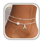 Aidenn Letras tobilleras para mujer de plata 925 tobilleras para mujer, resistentes al agua, personalizadas, con circonitas, tobilleras, joyas para el pie, regalos para niñas