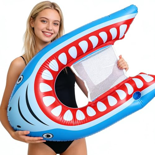 Pool Floats for Adult,Shark Design Floating Lounger | Pool Lounger Float - for Beach Summer Vacation Relaxation Sunbathing Tanning Family