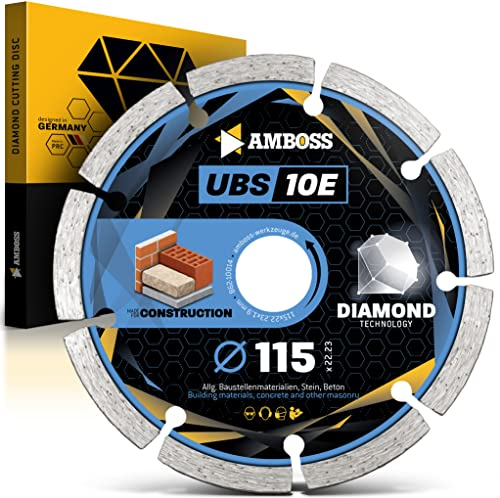 Amboss UBS 10E Eco - Disco diamantato per cemento, materiale da cantiere e pietra, diametro a scelta, foro: 22,2 mm; altezza del segmento: 7 mm (sinterizzato), Ø 115 mm x 22,2 mm, 1