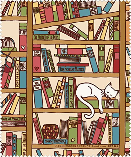 Rannenberg & friends Reinigungstuch Brillenputztuch Katze im Bücherregal, Microfasertuch Reinigungstücher Brillenputztücher Tücher Kätzchen