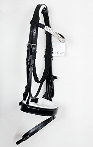 Aces Equine Dressur Bling Show Trensenzaum Diamond Stirnband Schwarz in x-full, Full, Cob, Pony