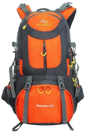 BOZEVON Outdoor Trekkingrucksacke - Reiserucksack Wanderrucksack Sport Radfahren Klettern Rucksack Herren Damen, Orange, 50L