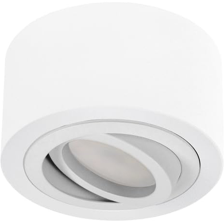 trendlights24 Milan-S LED Aufbaustrahler flach 50 mm Weiß rund 5W dimmbar | Aufbauleuchte, 230V, Hochvolt, Aufbauhöhe 50 mm, LED Spot, Warmweiß, 3000k, 400lm, austauschbar, Deckenleuchte, schwenkbar