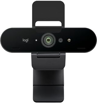 Logitech Brio 4K Webcam, Ultra 4K HD Video Calling, Noise-Canceling mic, HD Auto Light Correction, Wide Field of View, Works with Microsoft Teams, Zoom, Google Voice, PC/Mac/Laptop/MacBook/Tablet