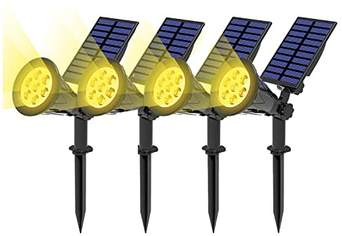 T-SUN Solar Spot Lights Outdoor Waterproof, Warm White, 4 Pack