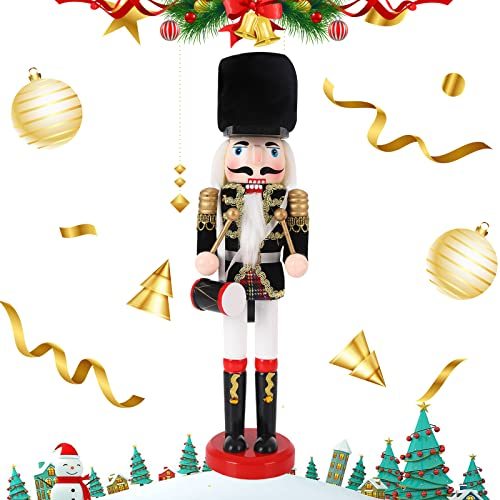 Casse Noisette en Bois Figurine,30cm/11.8in Casse-Noisette Soldat Décorations de Noël Classique Casse-Noisette Noel Soldat Figurine Noël Casse-Noisette Marionnette de Soldat pour Fête Cadeaux de Noël