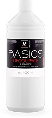 Malverk Basics - 1000ml Serviettenkleber - Decoupage Lack & Kleber - Serviettentechnik - Diamond Painting Versiegelung - trocknet transparent glänzend auf, abriebfest und wasserabweisend