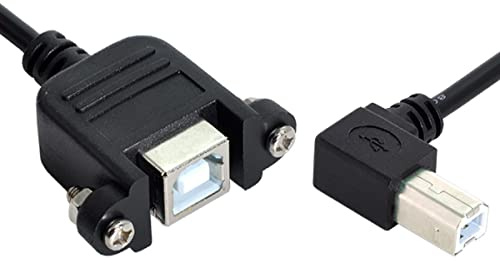 CY USB Type-B Male to Female Extension Cable 50cm Right Angled 90 Degree with Screws Panel Mount for Printer Scanner Disk