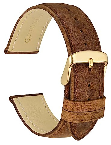 WOCCI Uhrenarmband aus Echtem Leder für Damen und Herren, Bandbreite 18mm 19mm 20mm 22mm 23 mm 24mm
