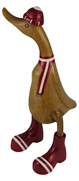 trendforge Dekortation Teakholz Ente Handmade Teakente Dekoartikel für Zuhause Geschenk hochwertig und einzigartig - ca. 33cm