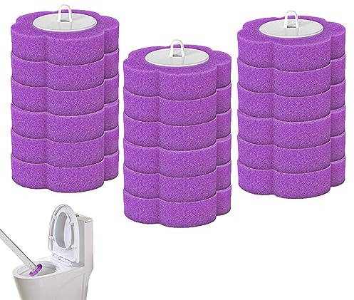 Einweg Toilettenbürste Toilettenstab Nachfüllungen WC Reinigungsschwämme Köpfe Toilettenstab Nachfüllungen, Ersatz Reinigungsbürste für die Bodenreinigung im Badezimmer, 18 Nachfüllungen (Lavendel)