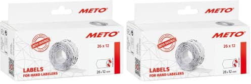 Meto Etiketten für Preisauszeichner (26x12 mm, 1-zeilig, 6.000 Stück, weiß, wiederablösbar, für Meto, Hutner, Avery, Contact, Sato, Tovel etc.) (Packung mit 2)