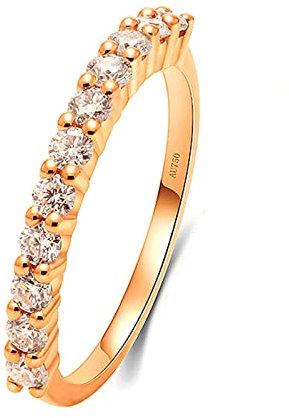 Lieson Frauen Ring Verlobung, Hochzeit Ring Rosegold Damen 585 14K Vorsteckring Rund Laborgezüchteter Diamant mit 0.03ct Partnerringe Rotgold Gr. 56 (17.8)