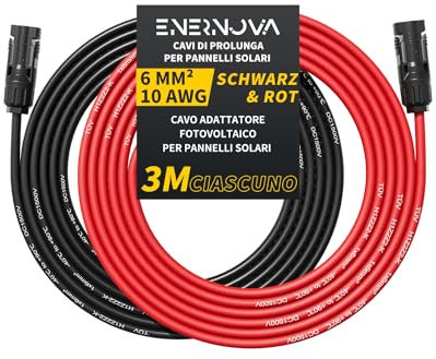 Solarkabel 4mm²/6mm², Solarkabel Verlängerung 1/2/3/5/8/10/12/15/18/20M, Multi-Contact 4 Verlängerungskabel, IP67 Wasserdichtem für PV Solaranlage(6mm² 3M)