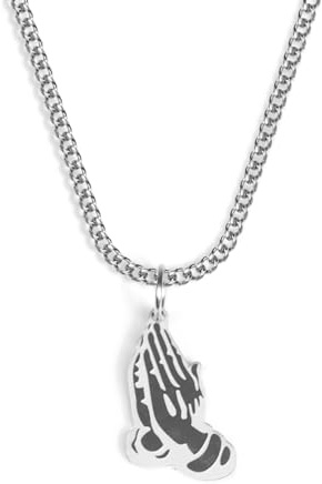 UNSHINEBAR Betende Hände mit Anhänger für Herren und Damen - Streetwear Halskette mit Prayer Anhänger aus Edelstahl und 18K Gold - Wasserfeste Kette - 50-55cm Länge verstellbar