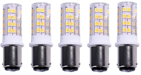 YNiuniunny 5 Piezas BA15D 110V 220V LED Bombilla De Maíz Lámpara De Cristal De Ahorro De Energía Foco De Luz LED Para Máquina De Coser,Warm white