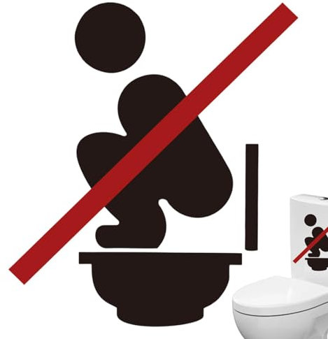 Adesivo di avvertimento per WC – Segnali promemoria per bagno, segnaletica promemoria da staccare e incollare | Adesivo di avvertimento per WC No hock