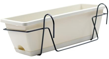 Ronyme Macetero con barandilla para Exteriores, Juego de Soportes para Colgar en balcón y macetero, decoración del hogar, Maceta para Porche, Patio, Interior, Estante de Hierro Negro