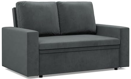 Mebligo NEO - 2-Sitzer Sofa mit Schlaffunktion, 148 x 90 x 87 cm, Dunkelgrau
