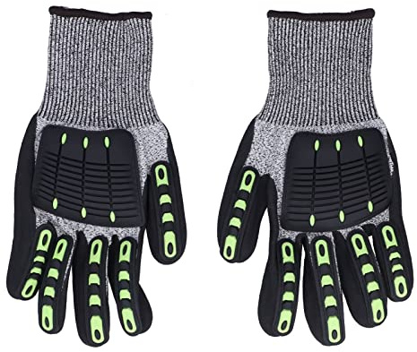 LIYJTK Gant de protection 5 niveaux résistants aux coupures, gants de travail anti-impact, protection des mains de sécurité pour la cuisine, la coupe du bois en plein air, le jardinage,
