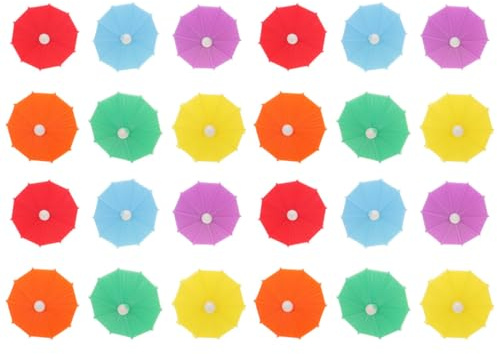 Amosfun 24pcs Wine Glass Charms, Silicone Drink Markers, Reusable Umbrella Shaped Glasses Identifiers, Accessories for Wine, Beverage, Martini Drinking Cups