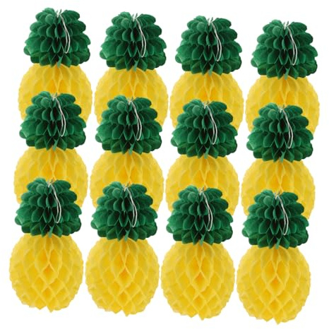 OKUMEYR 9stücke Teiliges Wabenball-Papier Einzigartige Ananas-hängedekoration Für Tropische Partys Hochzeiten Und Geburtstagsfeiern Große Langlebige Papierornamente Für Garten Und