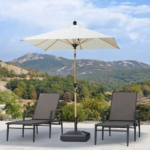 PURPLE LEAF Parasol de Jardin Extérieur Inclinable Carré 1,8 m en Aluminium, Balcon en Teck Anti-Vent et Anti-UPF, pour Plage, Terrasse, Patio, Crème