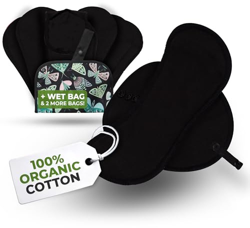 Natissy Bio-Baumwolle Slipeinlagen für Frauen und Teenager, Waschbar, Weich, Atmungsaktiv, Hautfreundlich und Wiederverwendbar - 7er-Set Größe S - Made in EU