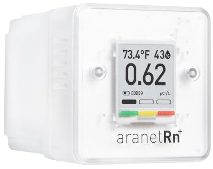 SAF Aranet Radon Detector for Home: 10-Min Measurement, Temperature, Relative Humidity, Pressure, E-Ink Display, 7-Year Battery, Portable with Free App, Bq/m3 & pCi/L Selectable